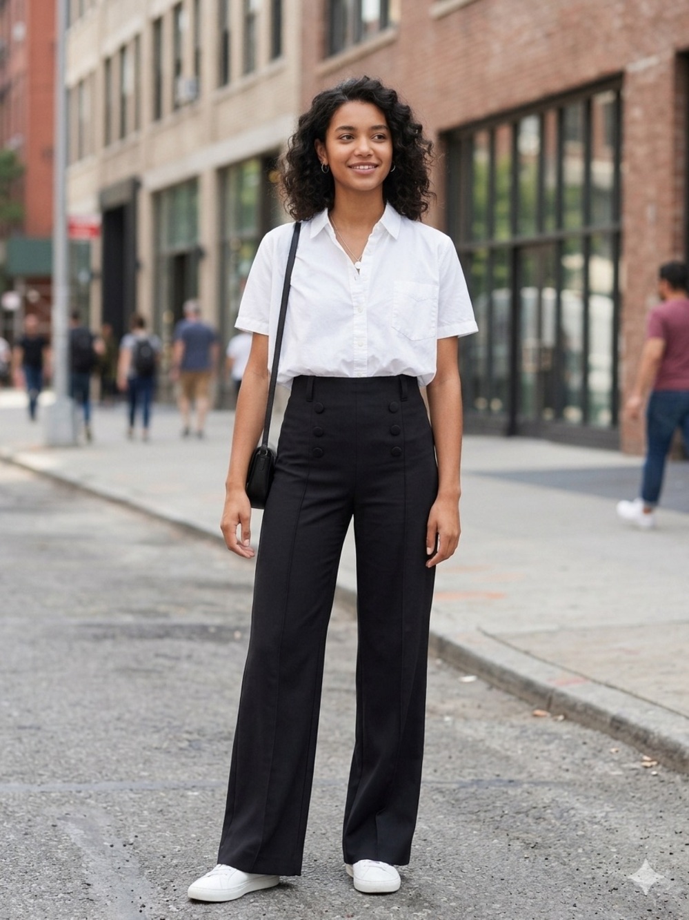 INC High-Waist Wide-Leg Black Dress Pants - polyester - spandex size 4 side zip